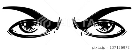 Angry Woman Eyes Illustration, Intense Female Stare Vector Art Angry Woman Eyes Illustration, Intense Female Stare Vector Art 137126972