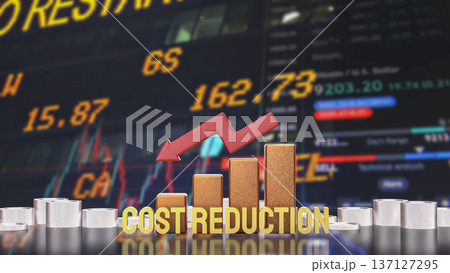 Cost Reduction Strategy with Financial Chart and Arrow 3d render. 137127295