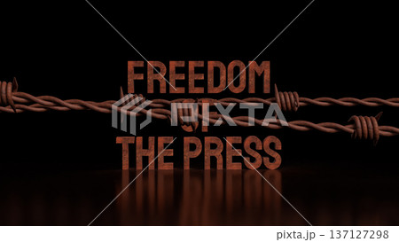 Freedom of the Press Restricted by Barbed Wire Concept 3d render. 137127298