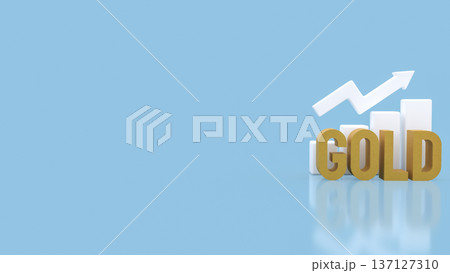 Gold Investment Growth Concept with Rising Arrow Chart 3d render. 137127310