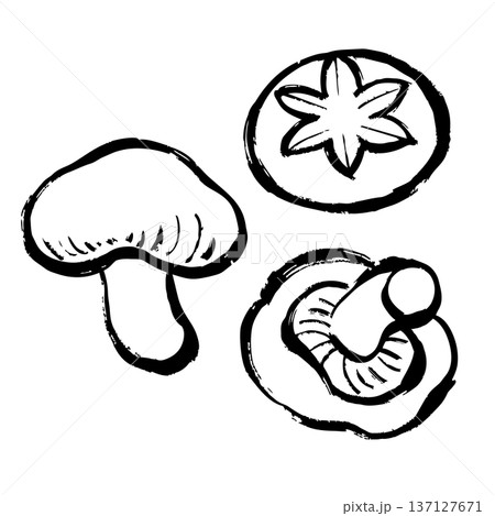 しいたけの線画イラスト 137127671