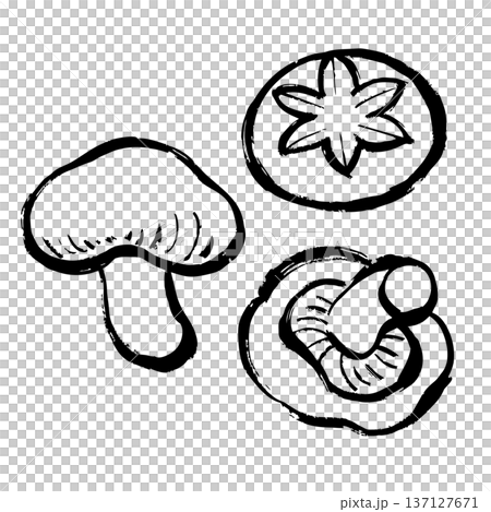しいたけの線画イラスト 137127671