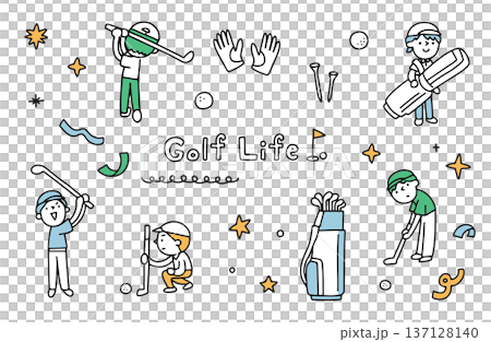 年輕男子與高爾夫插畫集 137128140