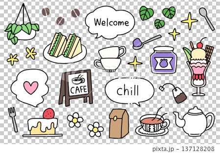 Cafe-themed illustration set Cafe-themed illustration set 137128208