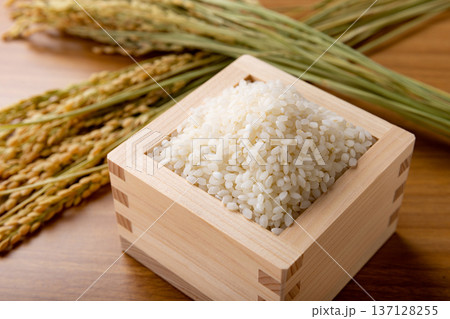 枡に盛られた米 137128255
