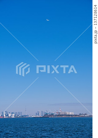 城南島海浜公園から望む飛行機 137128614