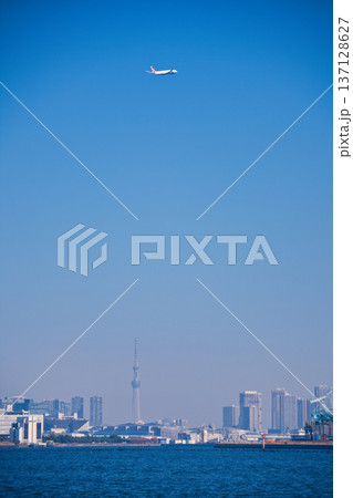 城南島海浜公園から望む飛行機 137128627