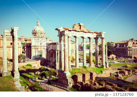 Forum - Roman ruins in Rome, Italy Forum - Roman ruins in Rome, Italy 137128760