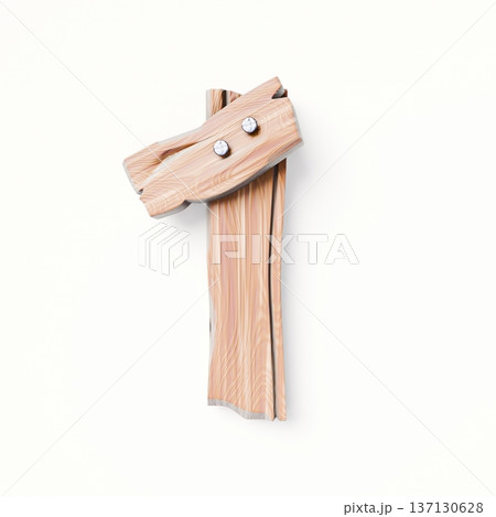 Wooden planks Font Number 1 ONE 3D 137130628