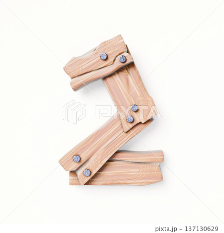 Wooden planks Font Number 2 TWO 3D 137130629