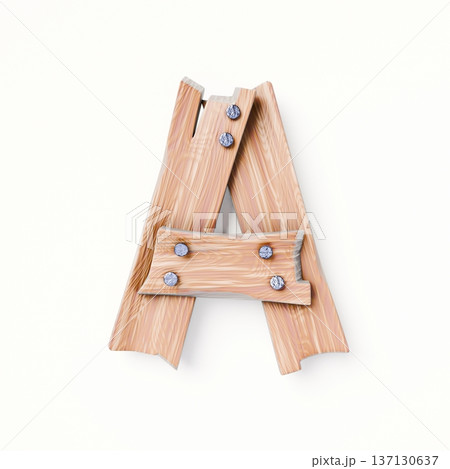Wooden planks Font Letter A 3D 137130637