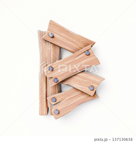 Wooden planks Font Letter B 3D Wooden planks Font Letter B 3D 137130638