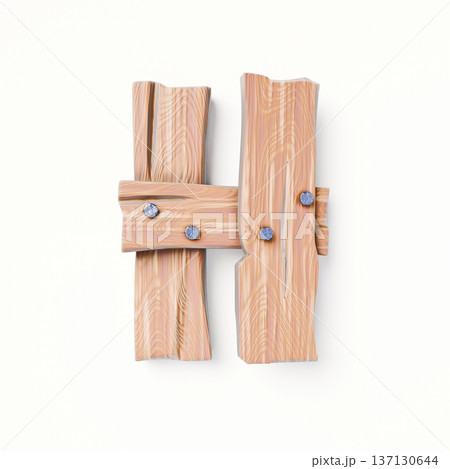 Wooden planks Font Letter H 3D 137130644