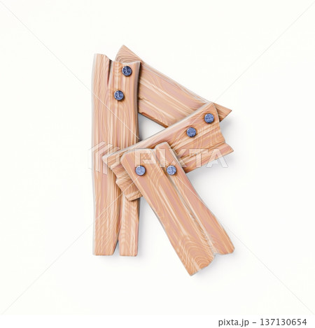 Wooden planks Font Letter R 3D Wooden planks Font Letter R 3D 137130654