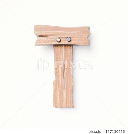 Wooden planks Font Letter T 3D 137130656
