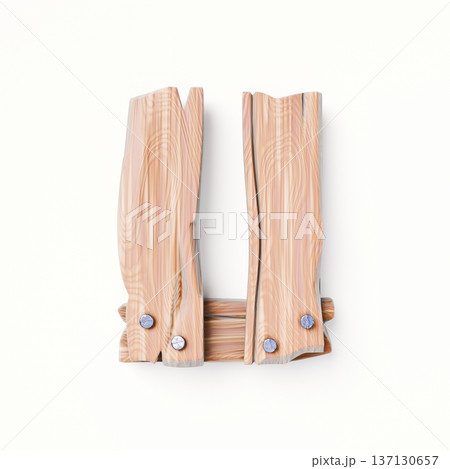 Wooden planks Font Letter U 3D 137130657