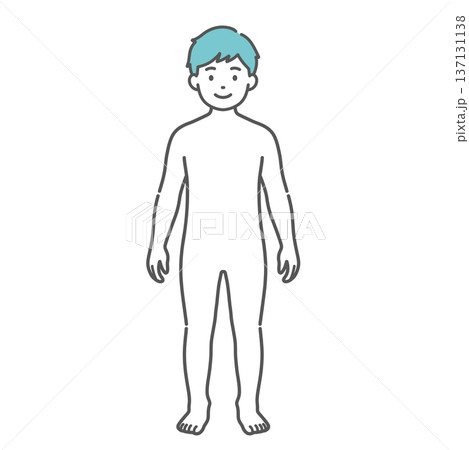 男の子（子供）の人体図・全身モデルのイラスト（正面） 137131138