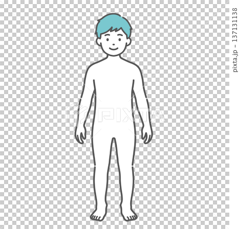 男の子（子供）の人体図・全身モデルのイラスト（正面） 137131138