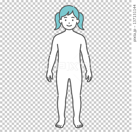 Illustration of a girl's (child's) body diagram/full-body model (front) 137131144