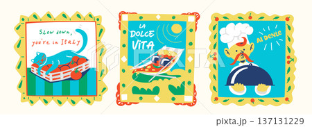 Italian Food Poster Set Vintage 137131229