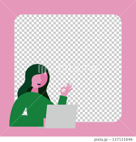 Computer and woman frame illustration (square) Computer and woman frame illustration (square) 137131646
