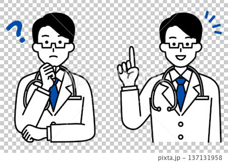 考える/ひらめく医師の男性 セット 考える/ひらめく医師の男性 セット 137131958