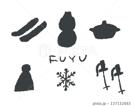 アイコンやシンボルマークとして、デザイン時に使いやすい手描きならではのイラスト・冬 137132083