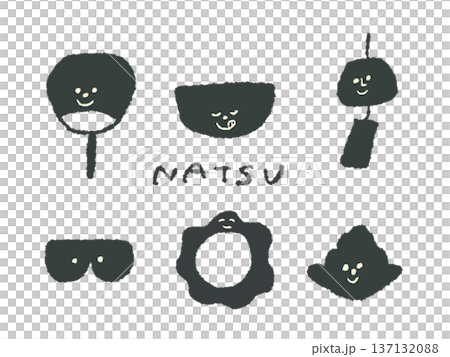 Expressive hand-drawn illustrations of summer that can be used as icons or symbols in design. 137132088