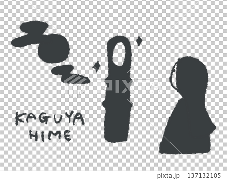 アイコンやシンボルマークとして、デザイン時に使いやすい手描きならではのイラスト・かぐや姫 137132105