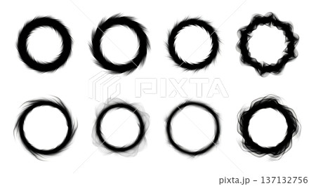 Black Solid Floating Vapor Silhouettes Set of Six on White Background Black Solid Floating Vapor Silhouettes Set of Six on White Background 137132756