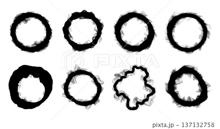 Black Solid Floating Vapor Silhouettes Set of Six on White Background Black Solid Floating Vapor Silhouettes Set of Six on White Background 137132758