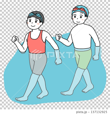 Illustration of men and women swimming Illustration of men and women swimming 137132925