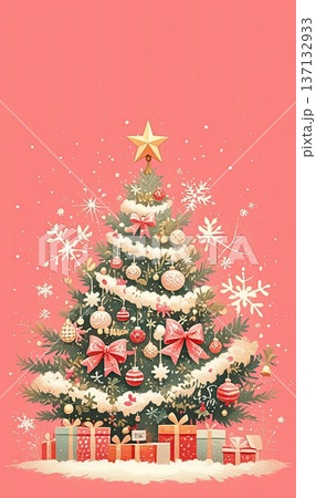 Christmas Magic: A Tree Decked Out in Ornaments and a Cluster of Wrapped Gifts, Capturing the Spirit of the Season 137132933