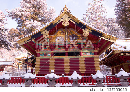 日光市 日光東照宮 雪景色の上神庫 日光市 日光東照宮 雪景色の上神庫 137133036