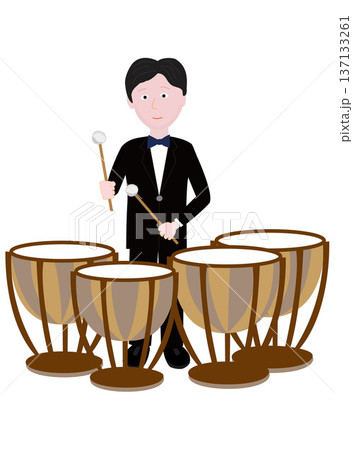ティンパニの演奏をしているイラスト素材 137133261