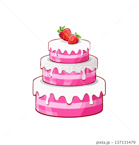 いちごの三段ケーキのイラスト（お祝い・誕生日） 137133479