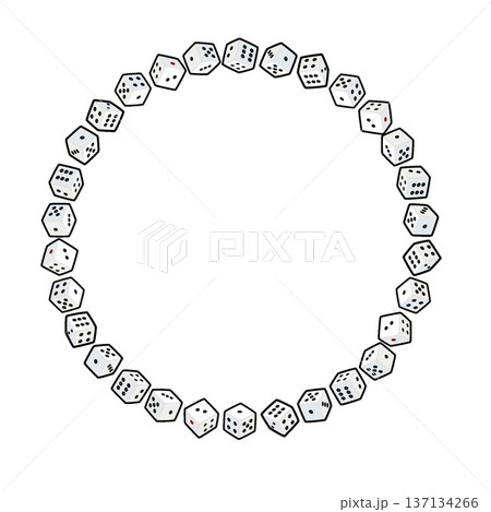 サイコロの円形飾り枠イラスト 137134266