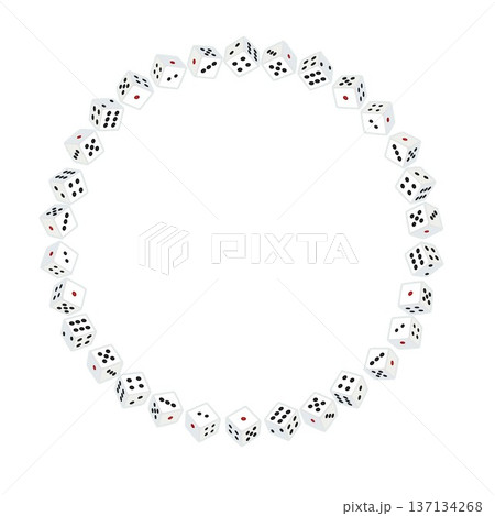 サイコロの円形飾り枠イラスト サイコロの円形飾り枠イラスト 137134268