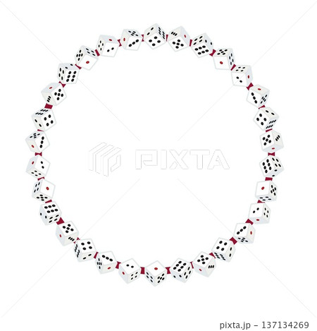 サイコロの円形飾り枠イラスト サイコロの円形飾り枠イラスト 137134269