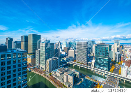 大阪市の高層ビル群 137134594