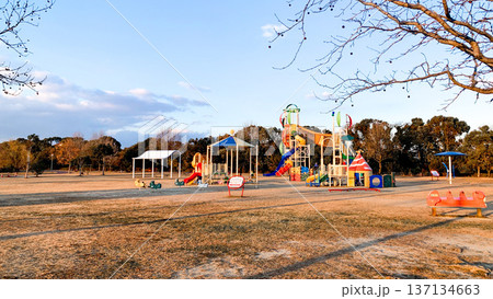 広々とした遊具がある米山公園 137134663
