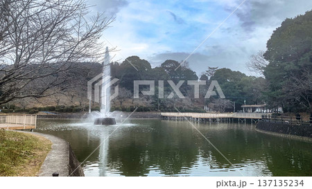 甘木公園の池と噴水 甘木公園の池と噴水 137135234