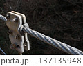 吊り橋ケーブルと金具の力強いクローズアップ07 137135948