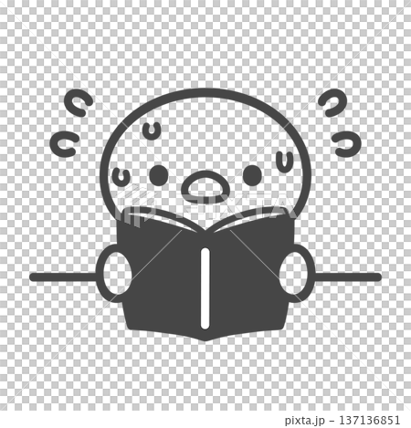 A hand-drawn line drawing of a chick opening a book during class and panicking, struggling with a problem he doesn't understand A hand-drawn line drawing of a chick opening a book during class and panicking, struggling with a problem he doesn't understand 137136851