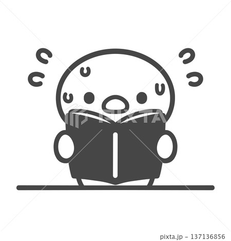 授業中に席から立って音読するひよこ 焦って汗をかく様子の手描き線画イラスト 授業中に席から立って音読するひよこ 焦って汗をかく様子の手描き線画イラスト 137136856