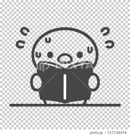 授業中に席から立って音読するひよこ 焦って汗をかく様子の手描き線画イラスト 授業中に席から立って音読するひよこ 焦って汗をかく様子の手描き線画イラスト 137136856