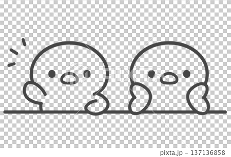 A hand-drawn line drawing of a chick raising its hand and a chick resting its chin on its hand. A contrast between active and passive behavior during class or a meeting. A hand-drawn line drawing of a chick raising its hand and a chick resting its chin on its hand. A contrast between active and passive behavior during class or a meeting. 137136858