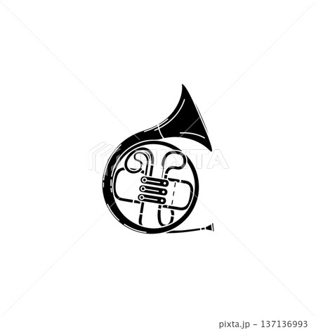 Hand Drawn French Horn Line Art Illustration 137136993