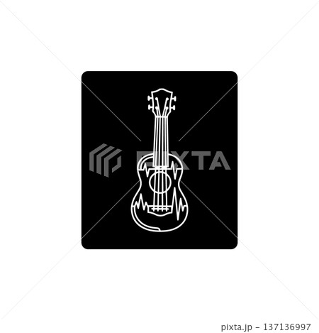 Ukulele Icon White on Black Square Background Ukulele Icon White on Black Square Background 137136997