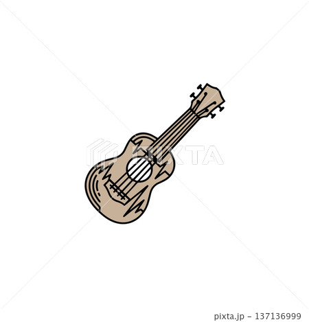 Brown Ukulele Illustration with Detailed Wood Texture Brown Ukulele Illustration with Detailed Wood Texture 137136999